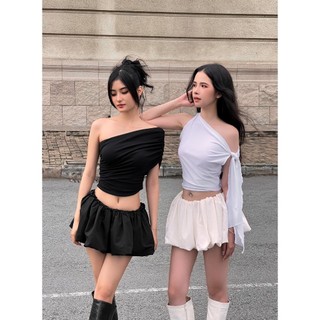 ÁO THUN LỆCH VAI PHỐI CỘT DÂY MISTY TOP | DECOS.SAIGON