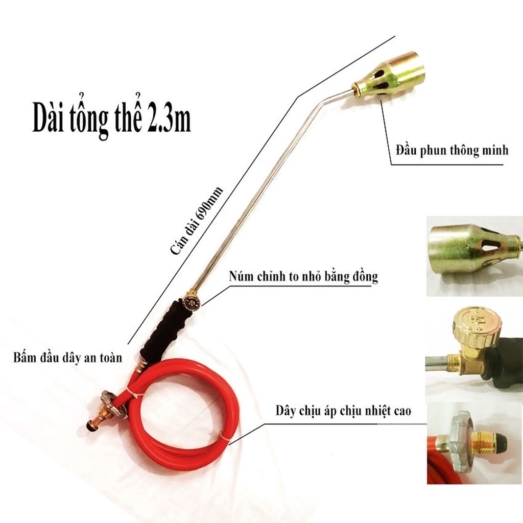 Khò Gas Công Nghiệp Cán Dài (Đuốc Khè Công Nghiệp) Khò Gas Sử dụng trong lò mổ