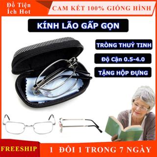  Kính lão đọc sách gấp gọn gọng kim loại đủ số từ +0.5 đến +4 độ kính trung niên tròng thuỷ tinh cao cấp 
