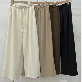 Quần thun ống rộng bigsize nữ Dây rút eo chun chất vải gân tăm co giãn thoải mái màu sắc basic - Q20