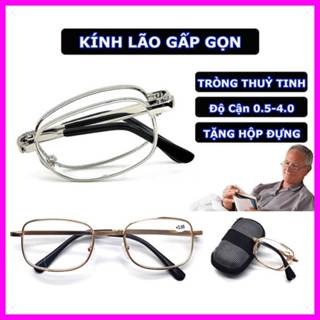  Kính lão tròng thuỷ tinh gọng Kim Loại Có Thể Gấp Gọn Tiện Dụng Kính Trung Niên Đọc Sách Đủ +0.5 Độ Đến 4.0 Độ 
