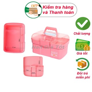Cốp nhựa nail box đựng dụng cụ nail mi chuyên dụng màu hồng