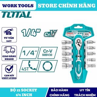 Đồ nghề total bộ 12 shocket 1/4 inch tht14114126