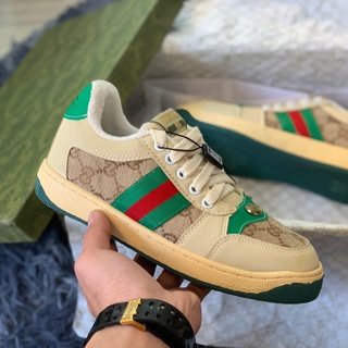 Giày Thể Thao Gucci Xanh Bản Da Thật, sneaker GC 3 vạch xanh đỏ Siêu Chất hàng FullBoxBill