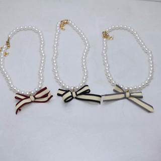 Dây chuyền vòng cổ choker ngọc đính nơ dễ thương - LD031