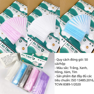 Khẩu trang y tế 4 lớp kháng khuẩn An Tâm. Hộp 50 cái