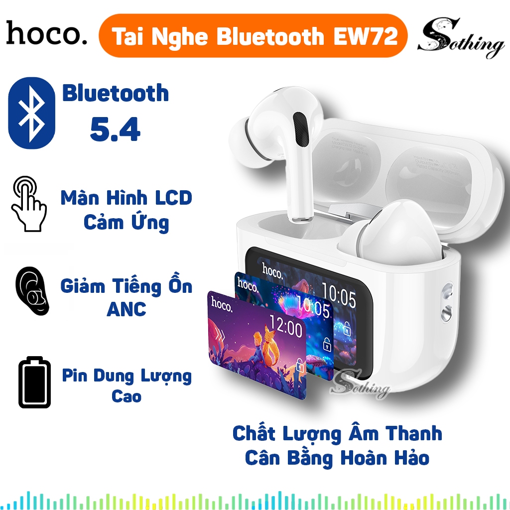  Tai Nghe Bluetooth Hoco EW72 Màn Hình Cảm Ứng Điều Khiển - Tai Nghe Không Dây Chống Ồn ANC Có Mic Đàm Thoại BH 12 Tháng 