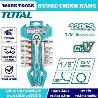 Đồ nghề total bộ 12 cái socket & cần 2 chiều tht141121