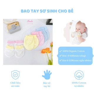 (05 đôi) Bao tay lưới sơ sinh thoáng khí Hinata BTA01 -  100% Cotton Organic an toàn