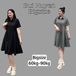 Váy cổ sơ mi tay cộc dáng xòe bigsize 60-90kg