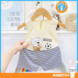 , Đồ bộ ba lỗ chú gấu cho bé quần sọc vải thun lạnh cao cấp cho bé, UCHI61