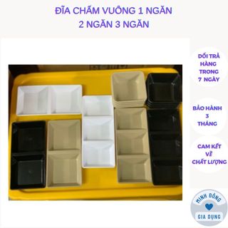 Đĩa chấm vuông 1 ngăn 2 ngăn 3 ngăn, đĩa tròn, chén đựng nước chấm, nước sốt Nhựa Việt Nhật