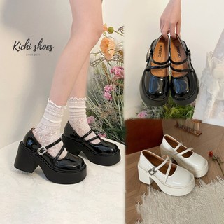  Giày da Mary Jane KICHI mũi tròn đế dày phong cách cổ điển Pháp 2024 Kichi Shoes 8810MR 