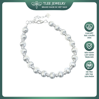 Lắc tay bạc nữ TLEE hạt tròn óng ánh vỏ xoắn ốc TLEEJEWELRY LT0363