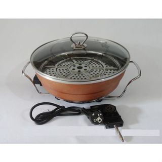 Nôi lẩu, chảo điện đa năng chống dính, chất liệu cao cấp, tặng kèm vỉ hấp