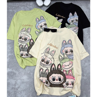 Áo thun nữ form rộng tay lỡ free size chât cotton khô_labubu