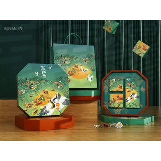 Set quà Bánh trung thu 2024 3 bánh 1 trà giá rẻ 150g nhận sỉ Sll- Miễn Phí In logo doanh nghiệp-Xuất VAT