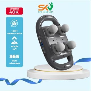  Súng massage 4 đầu đa năng thiết bị mát xa thư giãn cơ thể rung tần số cao pin 2000mAh dùng 120p 