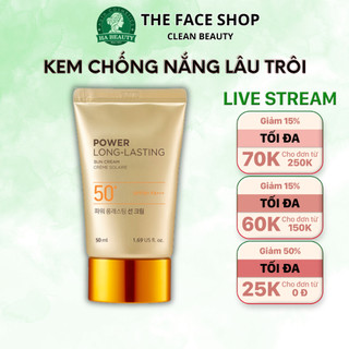 Kem chống nắng trang điểm The Face Shop dưỡng da lâu trôi Power Long Lasting SPF50+ PA+++ 50ml