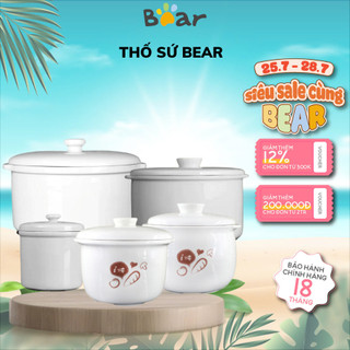Thố sứ 0.5l 0.8l 1l 1.6l 2.5l - phụ kiện thay thế nồi nấu chậm bear - thố chưng yến kèm cả nắp