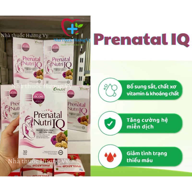 CHÍNH HÃNG | Prenatal Nutri IQ - Viên uống bổ sung sắt, vitamin tổng hợp, DHA cho mẹ bầu và bé (Hộp 