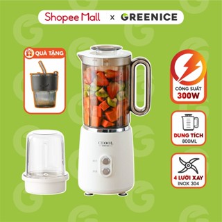 Máy xay sinh tố 2 cối đa năng GREENICE công suất 300W, xay đá, xay thịt, xay gia vị tiện lợi, Bảo hành 12 tháng