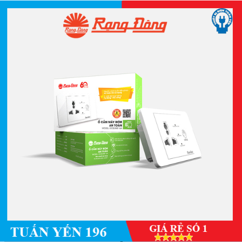 Ổ cắm máy bơm an toàn Rạng Đông OC03.MB 16A - Hàng chính hãng
