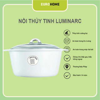 Nồi thủy tinh từ Luminarc Blooming 2L H5608, dùng cho mọi loại bếp, sản xuất tại Pháp, bảo hành 10 năm