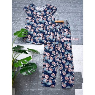 Đồ bộ tole trung niên, Bộ lanh mặc nhà SHOP5SAO quần dài áo cánh tiên có Bigsize (50-80kg)