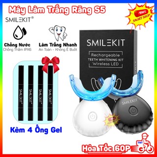 Kit Trắng Răng Nhanh Kèm 4 Ống Gel Chống Nước IPX6 - Máy Làm Trắng Răng Smilekit S5 Hiệu Quả Nhanh Không Ê Buốt An Toàn