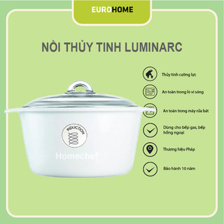 Nồi thủy tinh từ Luminarc Blooming 3L - H6007TU, dùng cho mọi loại bếp, sản xuất tại Pháp, bảo hành 10 năm
