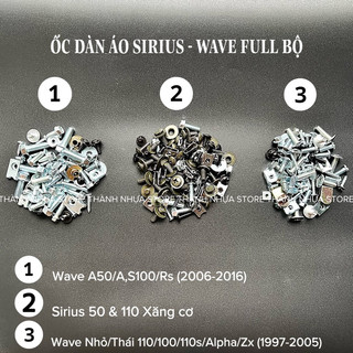 Full bộ ốc vít dàn áo Sirius Wave đủ pat kẹp, lông đền