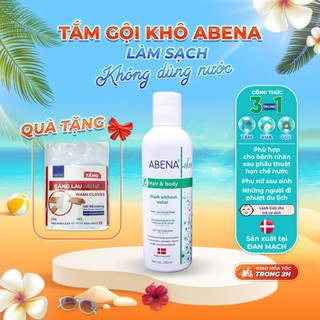 Dầu gội tắm khô Abena tặng kèm 5 găng lau giúp làm sạch dịu nhẹ an toàn cho da Nhập Khẩu Đan Mạch (Chai 200m )