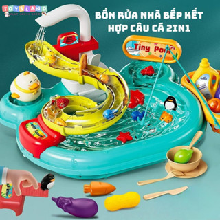 Đồ chơi câu cá nam châm có cầu trượt kèm vòi nước tự động,bồn rửa rau quả giúp bé rèn luyện kĩ năng