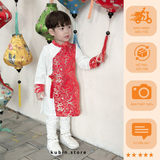 Áo dài cách tân bé trai áo dài phối gấm cao cấp ,áo dài cho bé từ 8kg đến 40 kg -KUBIN STORE