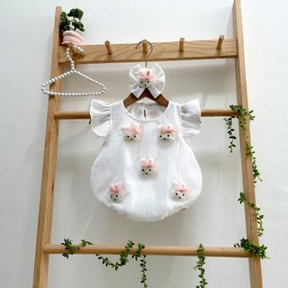 Set Body cánh tiên kèm turban cho bé gái chất liệu mềm mát, Bodysuit cho bé gái sơ sinh đáng yêu, Đồ liền thân bé gái
