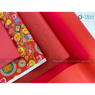 Giấy đỏ trang trí Tết, gấp quạt, gói quà cưới [Giấy đẹp - Nhiều loại] GIAYGOIQUA-05 TAN