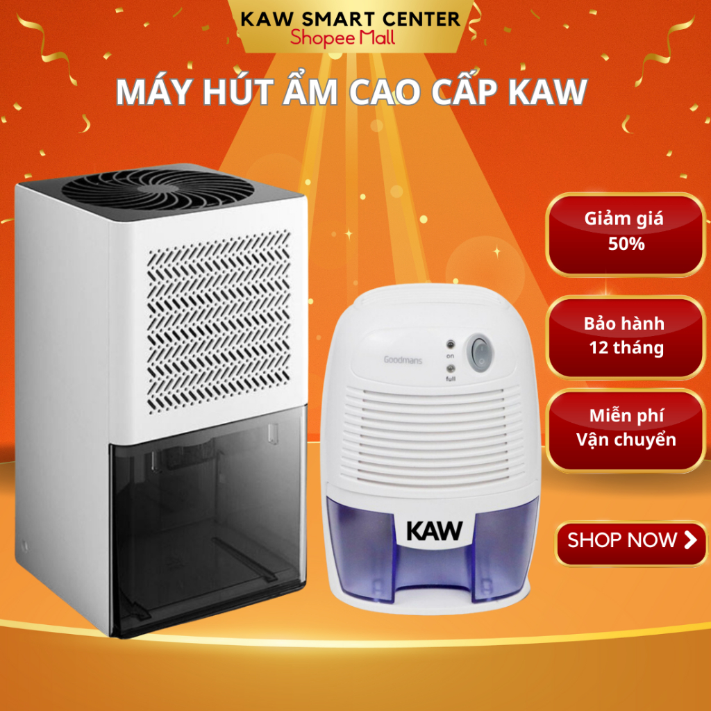 Máy hút ẩm mini KAW lọc ẩm không khí,hút ẩm tủ quần áo, phòng ngủ yên tĩnh - Bảo hành 12 tháng