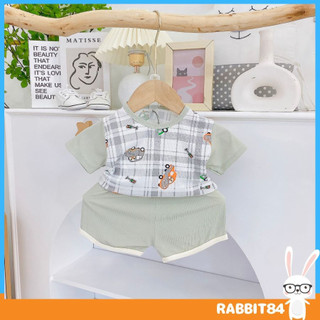 , Đồ bộ cộc tay chú gấu caro otto vải tăm cao cấp cho bé từ 5-15kg, UCHI84