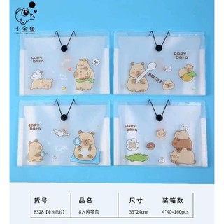 Cặp capybara đựng tài liệu 8 ngăn A4 chun