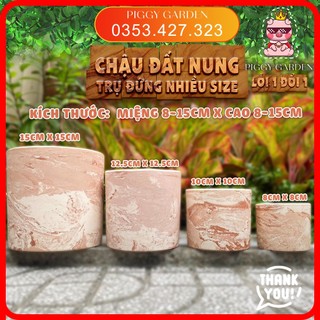 Chậu đất nung - Chậu trồng sen đá, xương rồng - Chậu trụ đứng miệng 8-15cm cao 8-15cm