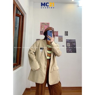 Áo blazer khoác ngoài MC21.STUDIOS vest giữ form tốt dáng rộng vải dệt fresco dày dặn ít nhăn có lót gió A3102