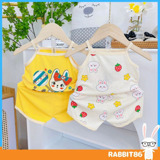 , Bộ quần áo hai dây cho bé gái, hoạ tiết kitty xinh xắn cho bé từ 4-15kg, UCHI86
