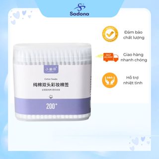  Hộp 200 Tăm Bông Ngoáy Tai 2 Đầu Xoắn Ốc - Bông Tăm Cho Bé Sơ Sinh & Gia Đình 100% Bông Tự Nhiên 