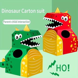 Đồ chơi hoá trang carton mô hình khủng long hình thú bìa cứng, tự lắp ghép...