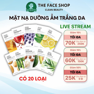 Mặt nạ giấy The Face Shop dưỡng ẩm trắng da cấp ẩm tốt Hàn Quốc Real Nature Face Mask 20g 20 Loại