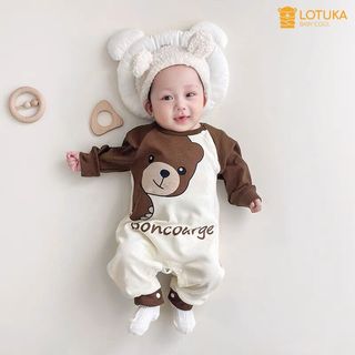 Bodysuit sơ sinh LOTUKA size 3-12kg, Body dài tay cho bé trai, bé gái dễ thương