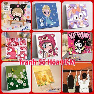 [HCM XẢ RẺ]Tranh Tô Màu theo Số Hóa Có Khung 20x20cm nhiều mẫu hot kèm KHUNG VÀ DỤNG CỤ VẼ