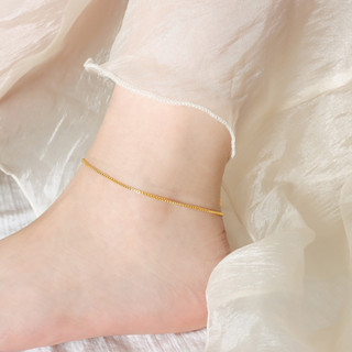 Lắc chân nữ mắt xích vuông titan không đen gỉ không gây dị ứng dây trơn thanh mảnh không vướng chân