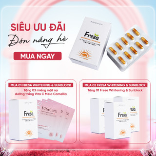 MUA 2 TẶNG 1 - Viên uống trắng da và chống nắng nội sinh FRESA WHITENING & SUNBLOCK - Mẫu mới Chính hãng
